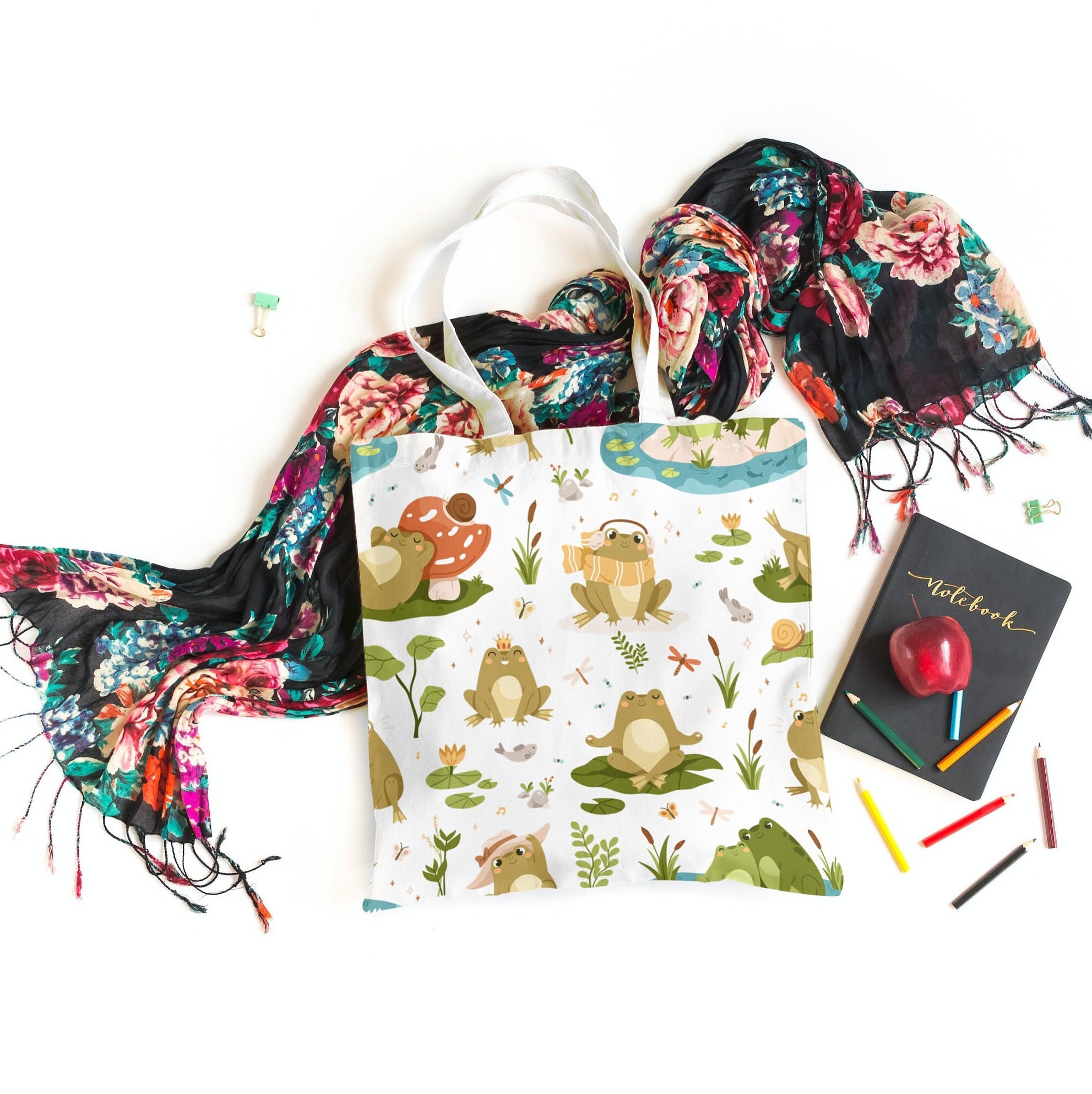 Cute Frog Tote Bag Canvas Tote Bag Frog and Toad Yoga Bag - Etsy