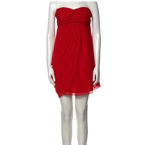 Tibi Strapless Red Silk Dress 2