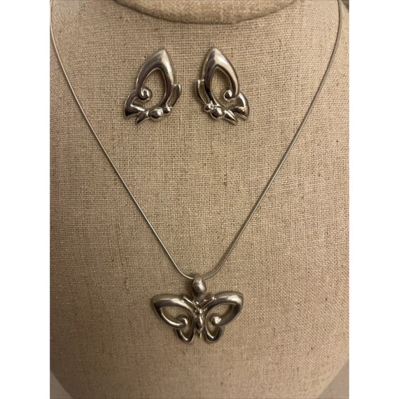 Set-Vintage Pierre Balmain Butterfly Rhodium Plat… - image 6