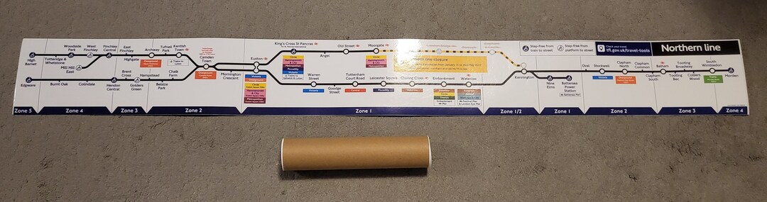 London Underground Original Tube Map Northern Line Diagram Art 