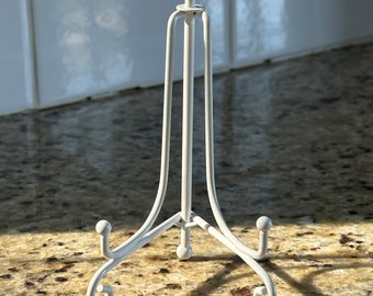 White plated display stand/holder/easel, 4 inches tall.