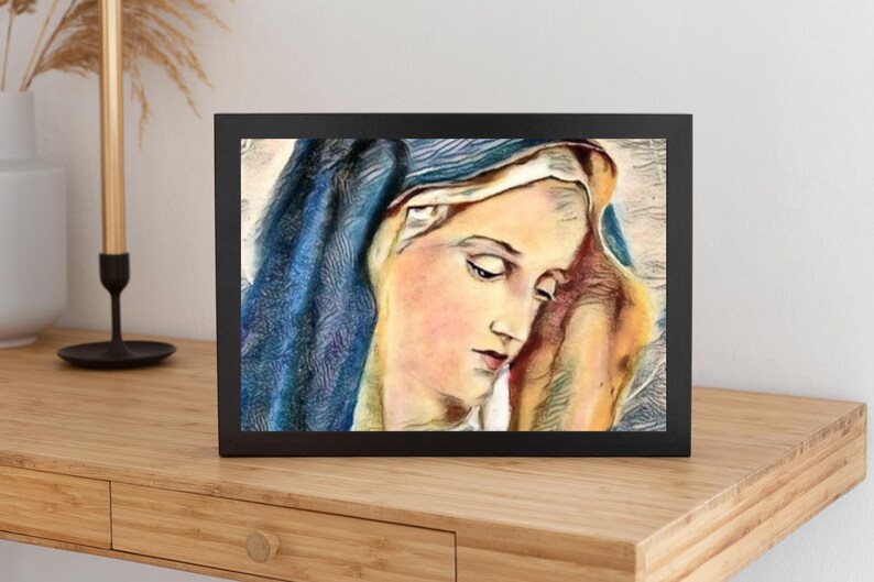 Vintage Virgin Mary Canvas Painting | Religious Art Poster For Wall Decor | 12x18 Inches (30x45cm)