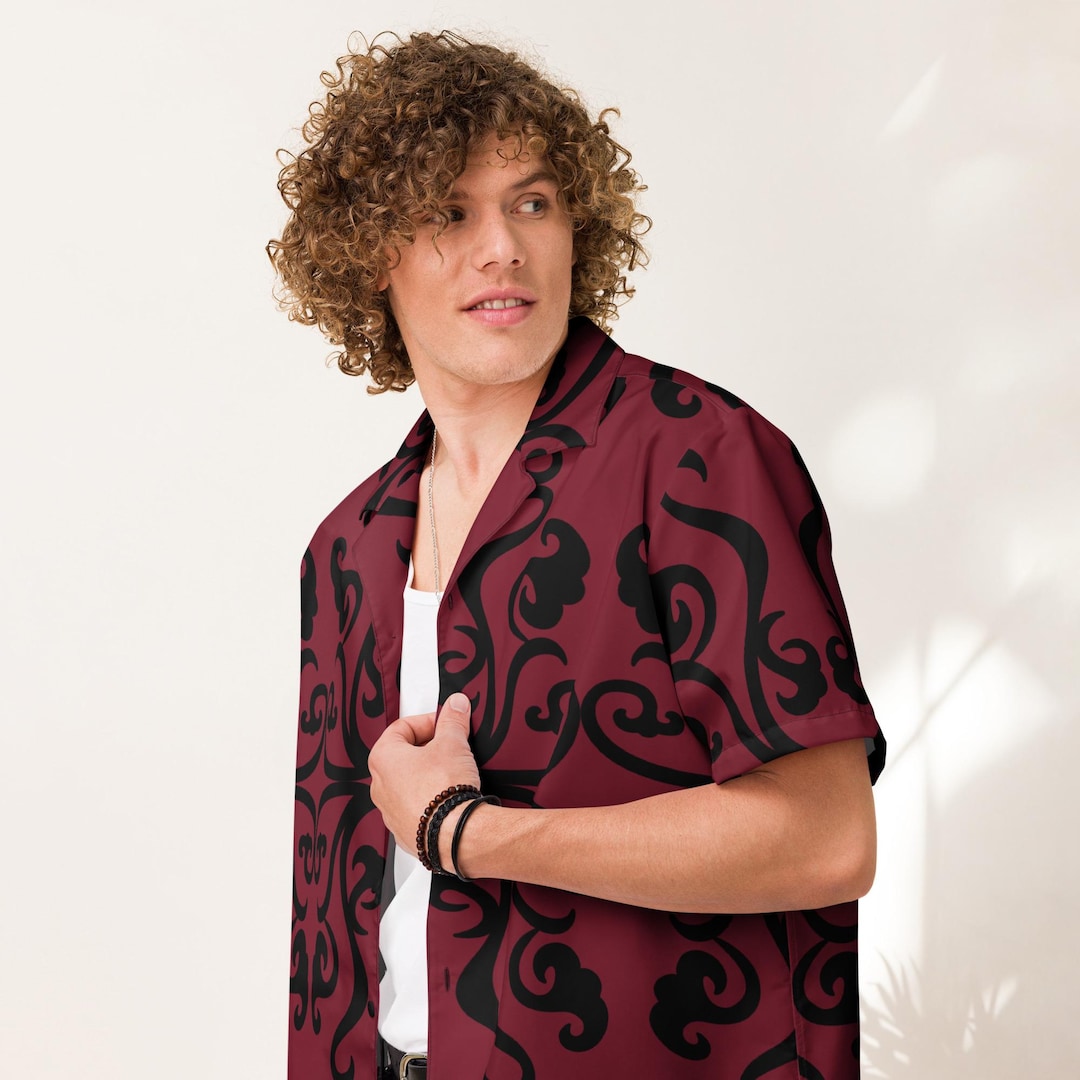 Urbann-Vibe Denim Shirt For Men Short Sleeve Retro Button Print Vintage Casual Top main image 0