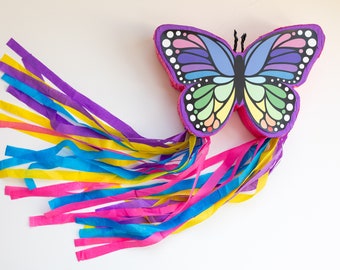 Riles & Bash Rainbow Butterfly Pinata with Colorful Streamers