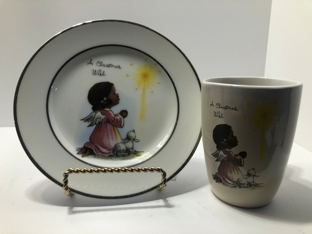Christmas Plate and Cup With an African American Angel Etsy