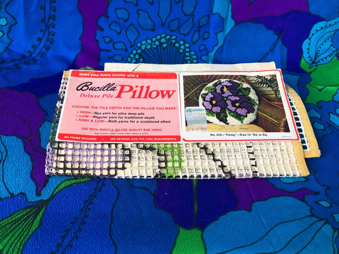 Starting a latch hook rug project with vintage materials