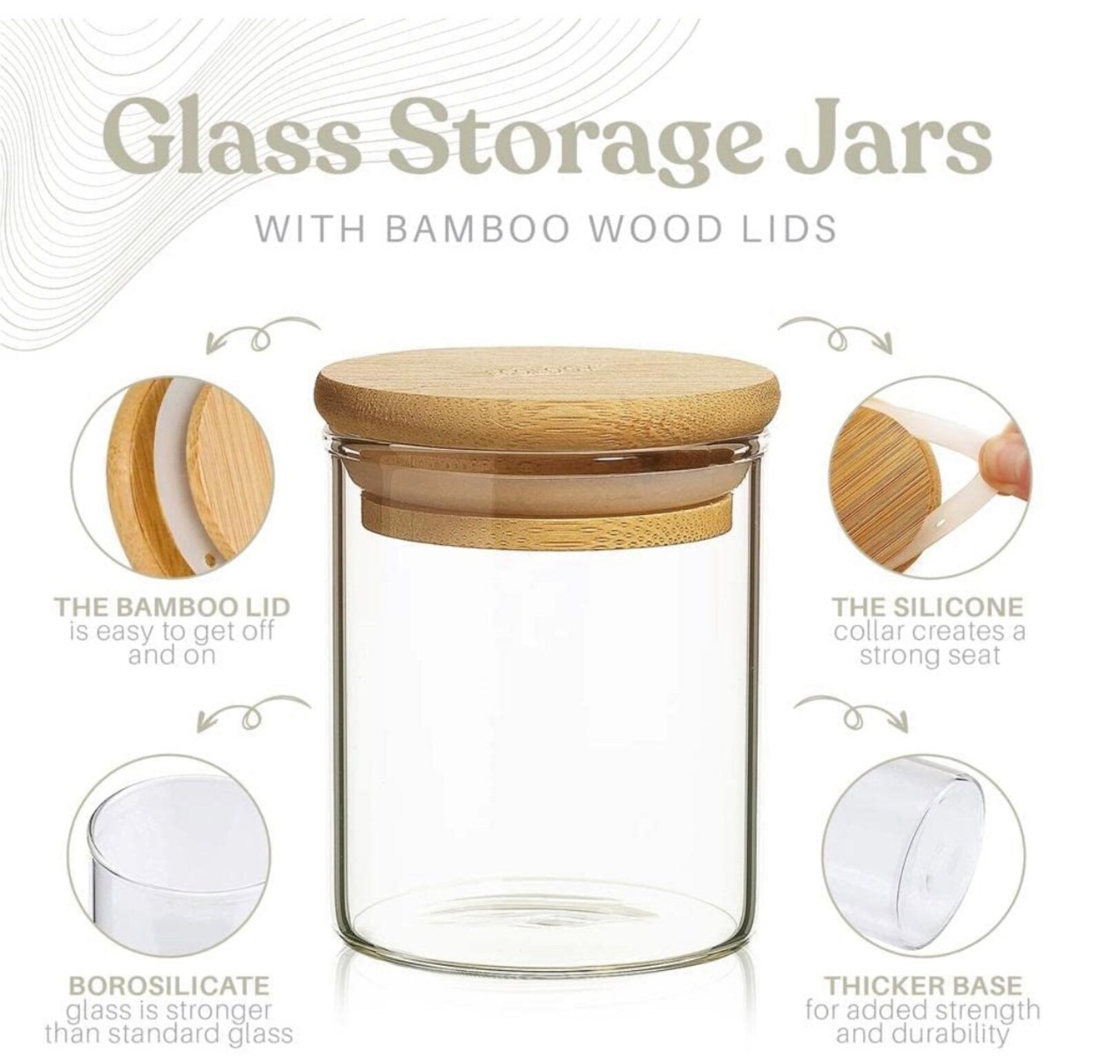 Glass Herb and Spice Jar Bamboo Lid Home Storage Kitchen Etsy UK