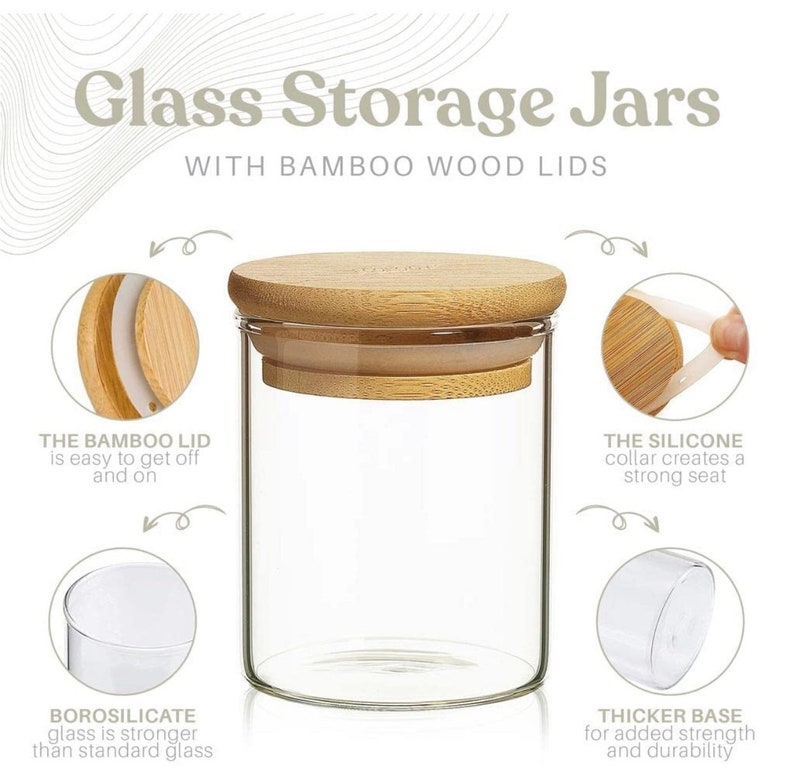 Glass Herb and Spice Jar Bamboo Lid Home Storage Kitchen Etsy UK