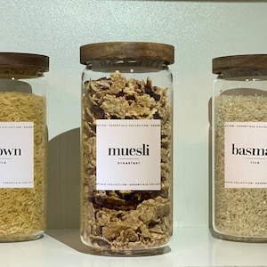 Glass kitchen storage jars | Waterproof labels | Acacia Lids | Eco Friendly | Kitchen storage | Pantry | Set of 3 950 ml | Set of 2 1200 ml