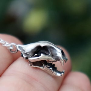 Sterling Silver Tiger Skull Necklace, Saber-Toothed Tiger Head Pendant, Minimalist Jewelry, Punk Gothic Jewelry, Animal Lovers Gift