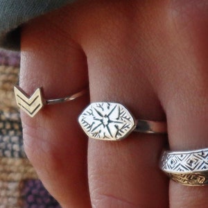 Sterling Silver North Star Ring Women, Voyager Boho Statement Ring, Travel Gift Jewelry, Compass Ring, Wanderlust Celestial Ring