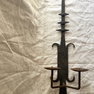 Spanish Brutalist Iron Candle Sconce Pair