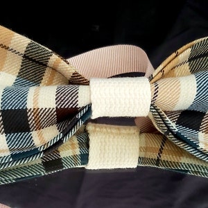 Tartan Bow Tie With Light Beige Linen Centre - Etsy