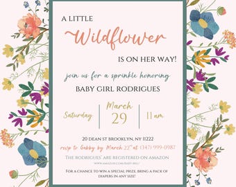 A little wildflower baby shower invitation