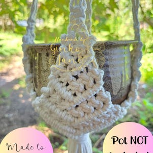 Macrame Plant Hanger: Handmade Custom Length Made-to-order Boho Home Decor, Strong houseplant pot holder