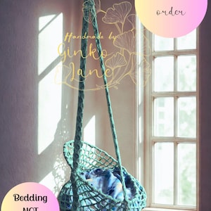Boho Macrame cat bed, handmade pet swing, cat hammock, macrame swing, hanging swing bed for pets, hand-woven modern pet bed, WITHOUT CUSHION