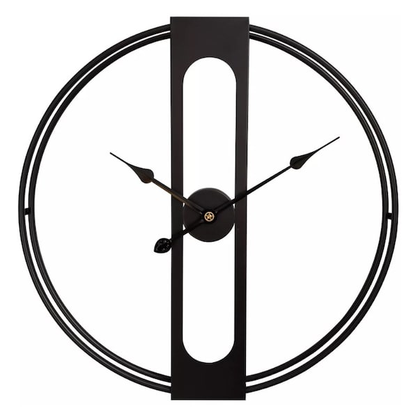 Horloge murale Grande horloge design élégante en métal 60 cm décoration à piles Silencieux sans tic-tac noir ou or