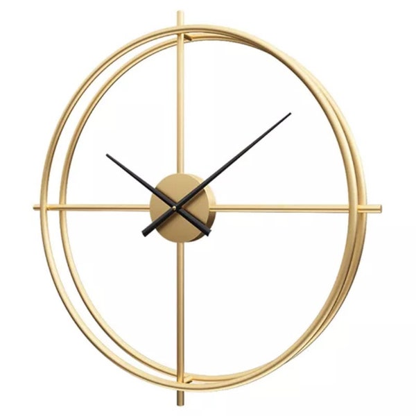 Horloge murale grande horloge design exclusive en métal 51 cm à piles décorative silencieuse sans tic-tac en or