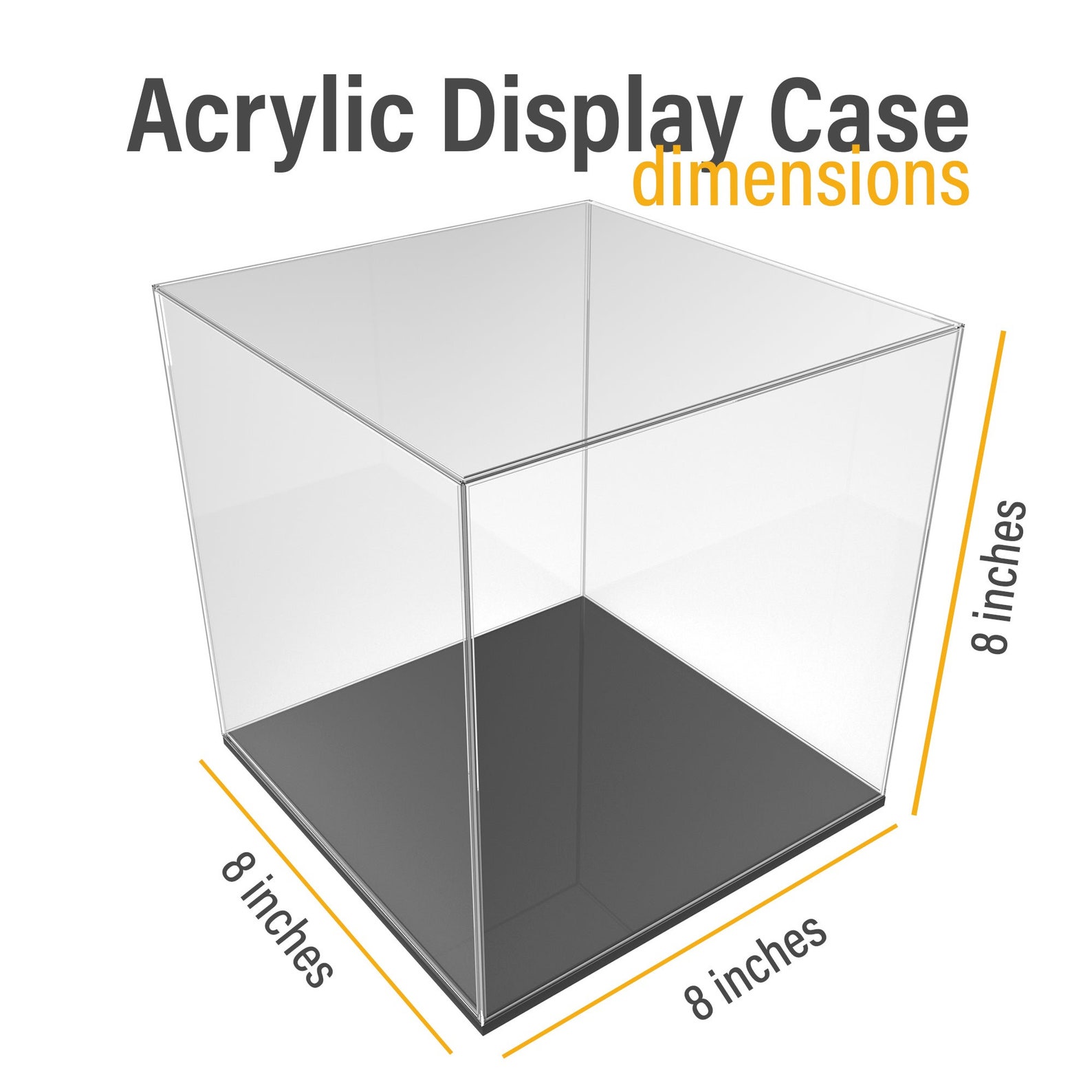 8x8x8 Inch Clear Acrylic Display Case With Black Base Acrylic Etsy