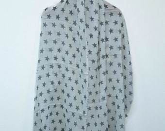 Star Print Scarf - Lightweight Fabric, Versatile Style