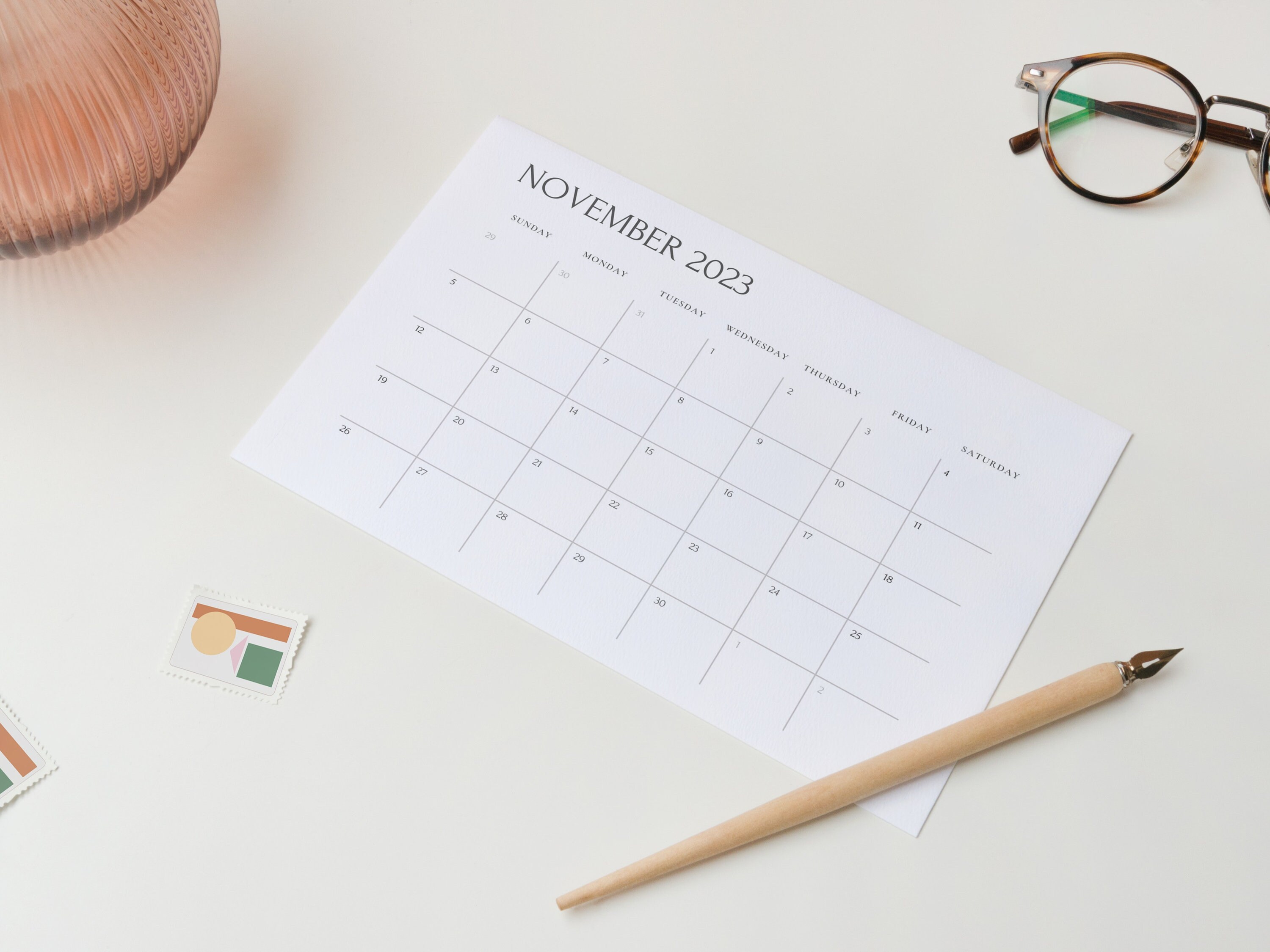2023 Monthly Calendar Landscape, A4 Printable Calendar, Calendar