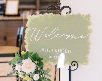 Acrylic Welcome Wedding Sign, Personalized Welcome to our Wedding Sign, Brushed Acrylic Wedding Sign, Modern Wedding Welcome Sign