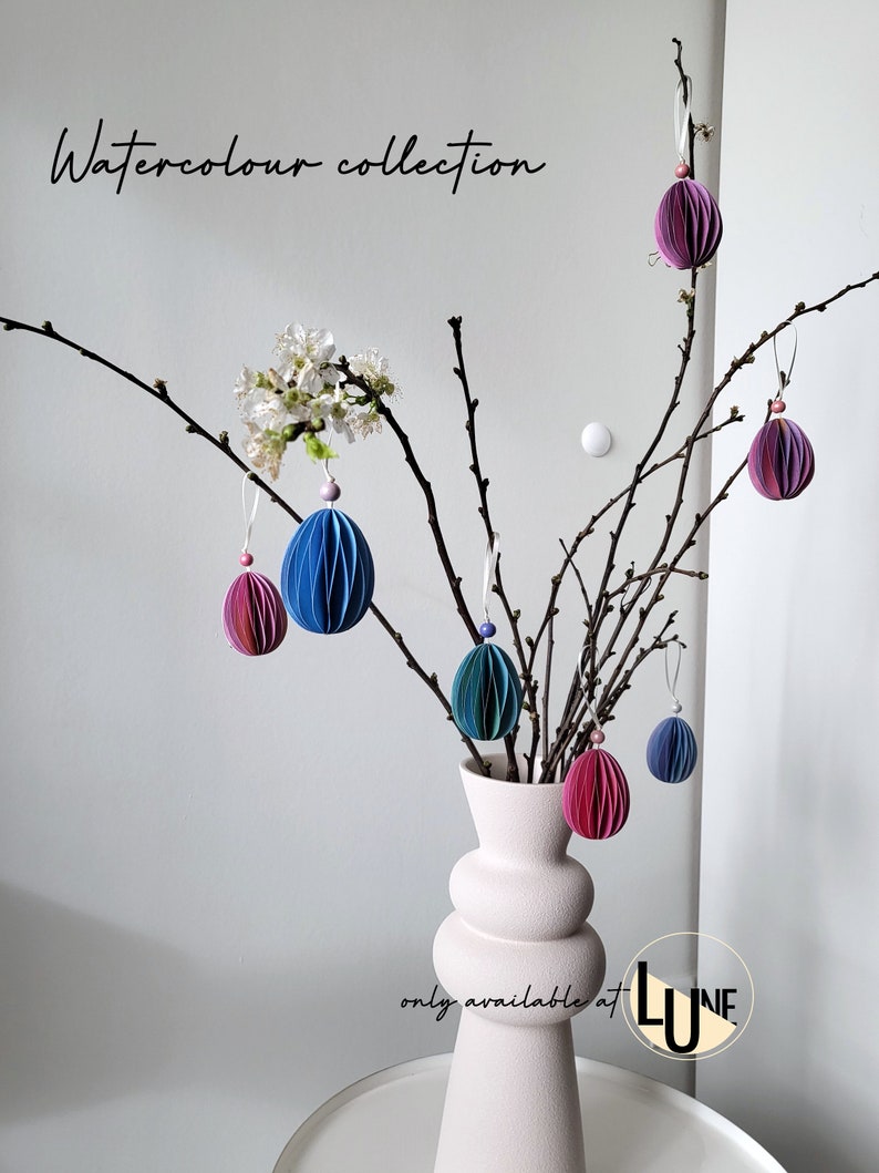 Collezione acquerello ornamenti decorativi per uova di Pasqua immagine 9