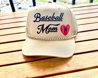 Gorra de camionero caqui con iniciales o números personalizados para mamás de béisbol