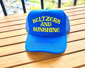Seltzers And Sunshine Summer Boat Coastal Trucker Hat