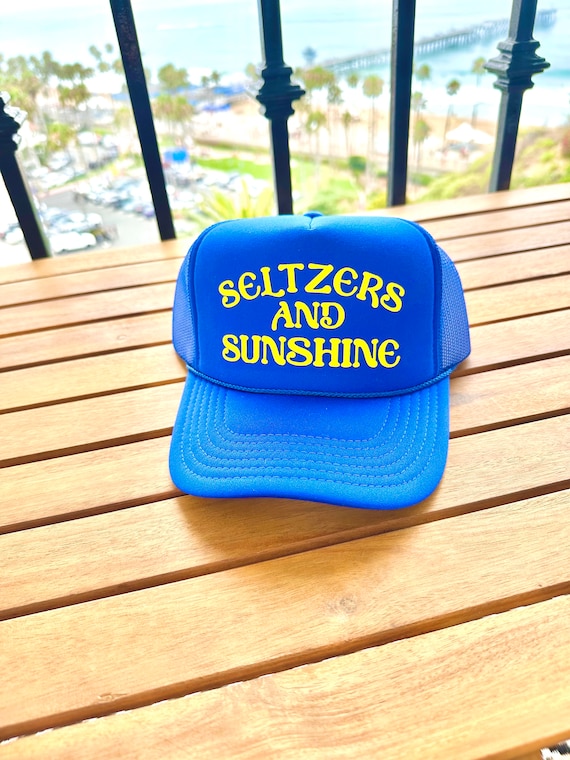 Seltzers And Sunshine Summer Boat Coastal Trucker Hat