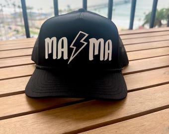Mama Lightening Bolt Schwarz Trucker Hut