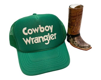 Cowboy Wrangler Green Trucker Hat