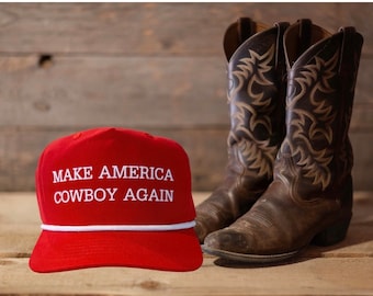 Make America Cowboy Again Red Rope Hat, SnapBack Hat, adjustable Hat