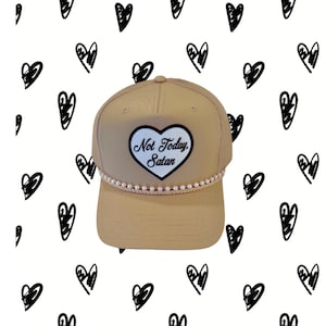 Not Today Satan Khacki Trucker Hat, Hat Chain,