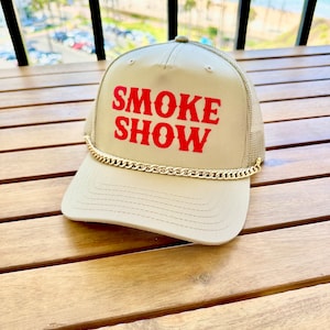 Smokeshow Trucker Hat | Summer Trucker Hat |  Country Concert Hat | Music Festival Outfit |  Khaki trucker Hat | Hat Chain