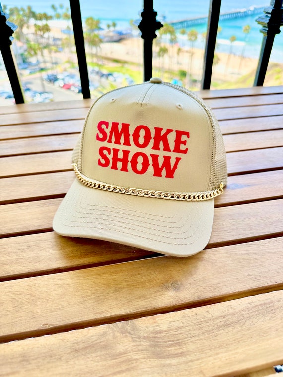 Smokeshow Trucker Hat | Summer Trucker Hat |  Country Concert Hat | Music Festival Outfit |  Khaki trucker Hat | Hat Chain