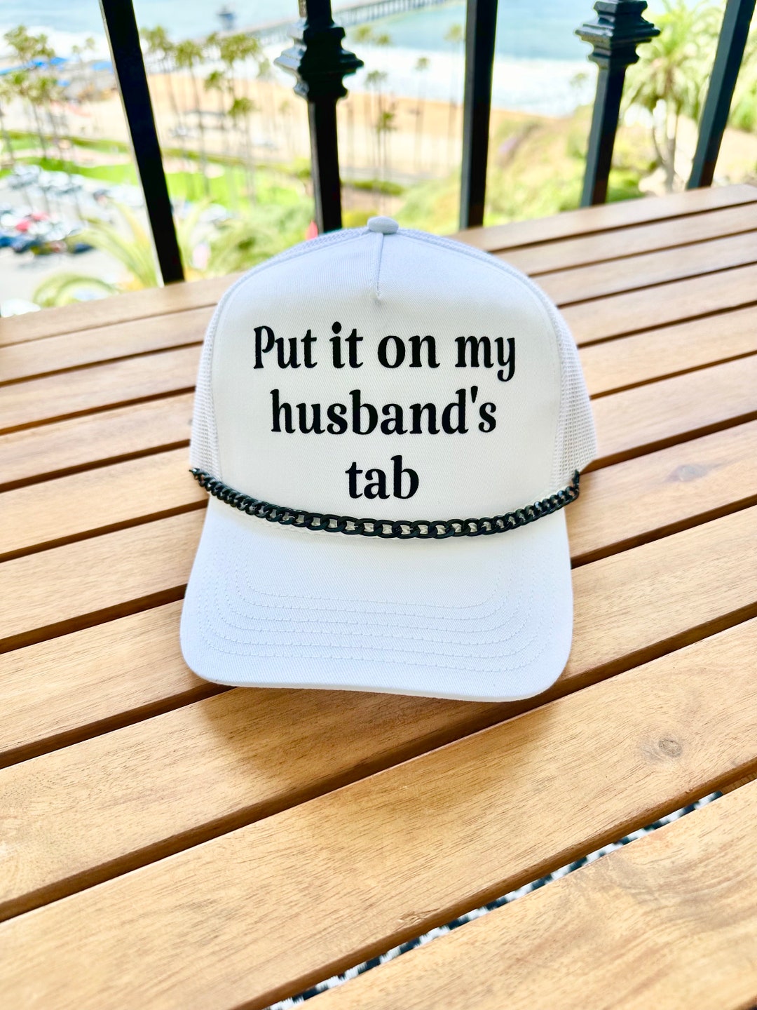 Put It on My Husbands Tab White Snapback Trucker Hat - Etsy