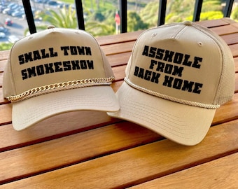 Small Town Smokeshow  Couple Hats, Khaki trucker Hat