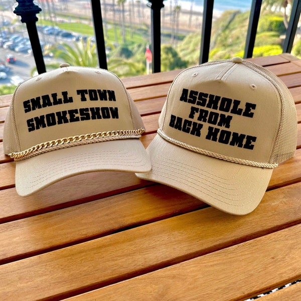 Small Town Smokeshow  Couple Hats, Khaki trucker Hat