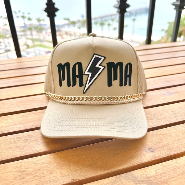 Mama Lightening Bolt Khaki Trucker-Mütze