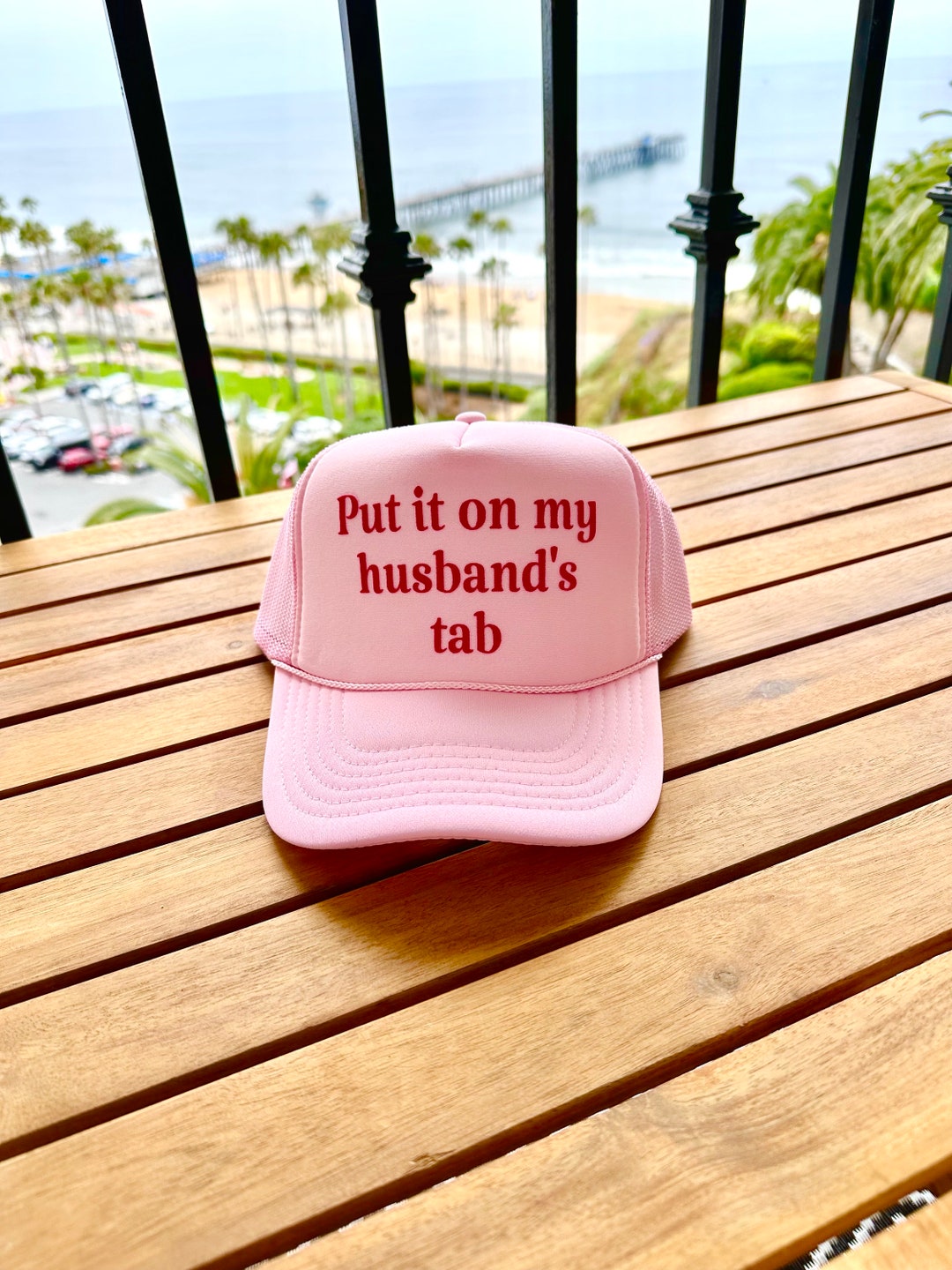 Pink Put It on My Husbands Tab Trucker Hat With or With Gold Hat Chain ...