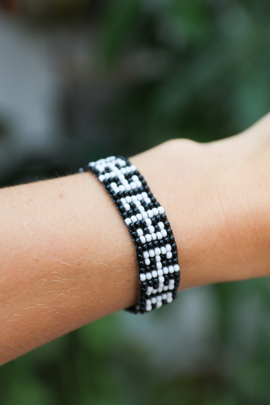 Handmade Huni Kuin Indigenous Glass Bead Pattern Tie Bracelet Etsy