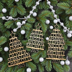Weihnachtsschmuck mit Familie - Personalisierte Verzierung mit Namen - Weihnachtsbaumschmuck