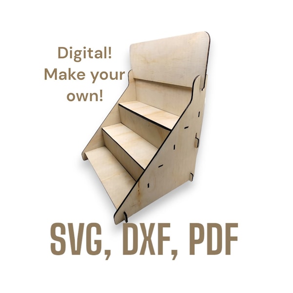 1/4 inch - DIGITAL FILE. dxf, svg, pdf formats - CNC - Collapsible Wood straight for retail, craft, farmers markets display.