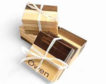 Custom Engraved Wood Coasters: Personalized Maple & Walnut Gifts