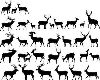 Deer Silhouettes - 33 - dxf svg pdf- CNC glowforge or laser engraver
