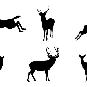 Deer Silhouettes - 6 - dxf svg pdf- CNC, glowforge, xtool or other laser engraver