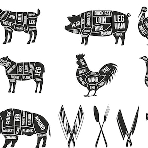 Slager gesneden vectoren, dxf svg pdf AI eps-CNC, glowforge, xtool of andere lasergraveur - BBQ - slager, digitaal bestand, roken, grillen