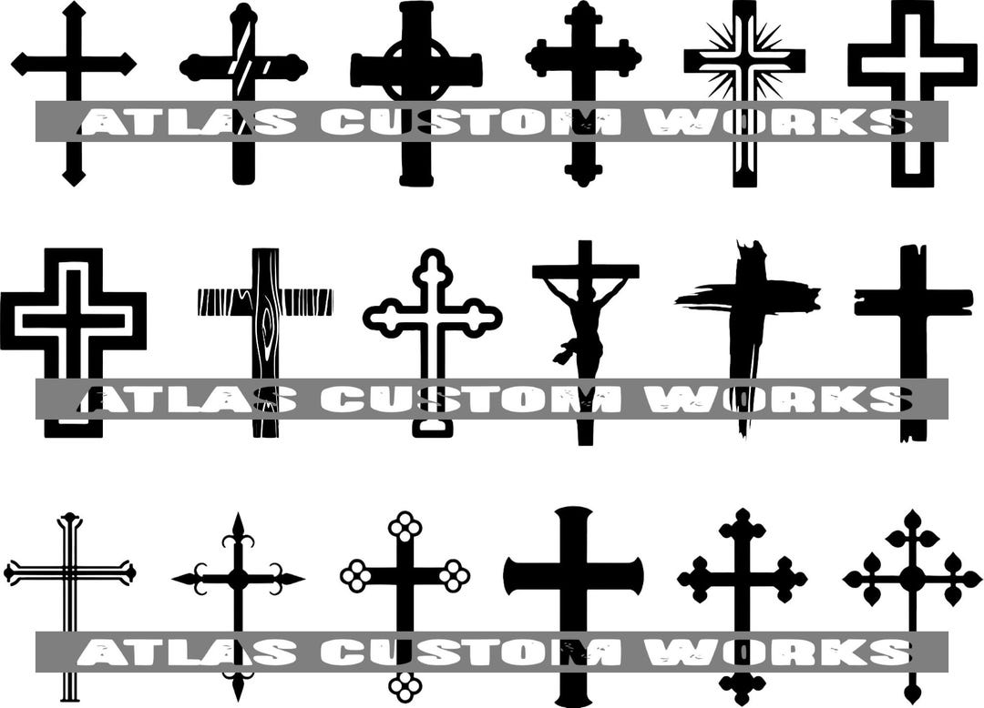 Digital File - Bundle of 18 Cross Vectors, Catholic, Christ, Christian ...