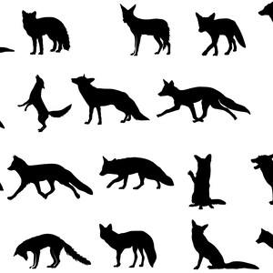 fox silhouettes - 20pcs - dxf svg pdf- CNC, glowforge, xtool or other laser engraver